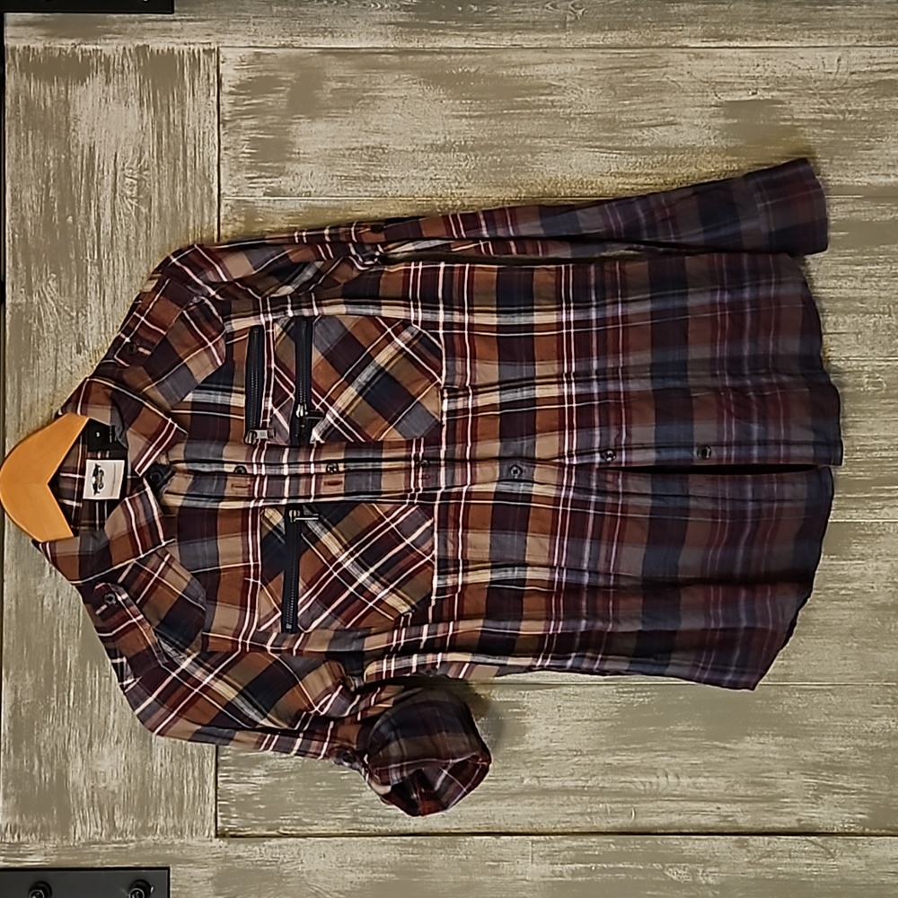 Harley Davidson, Multi Colored Fitted Button Up, Sz Med